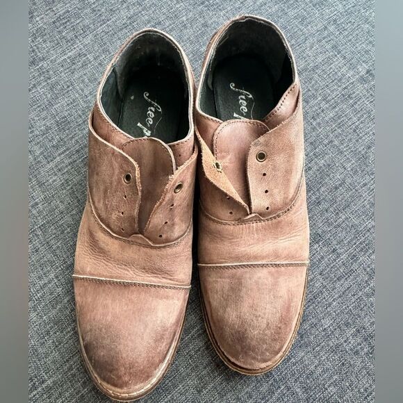 Free People Rogue Darby Brown Leather Oxfords Size 37 - Picture 6 of 11